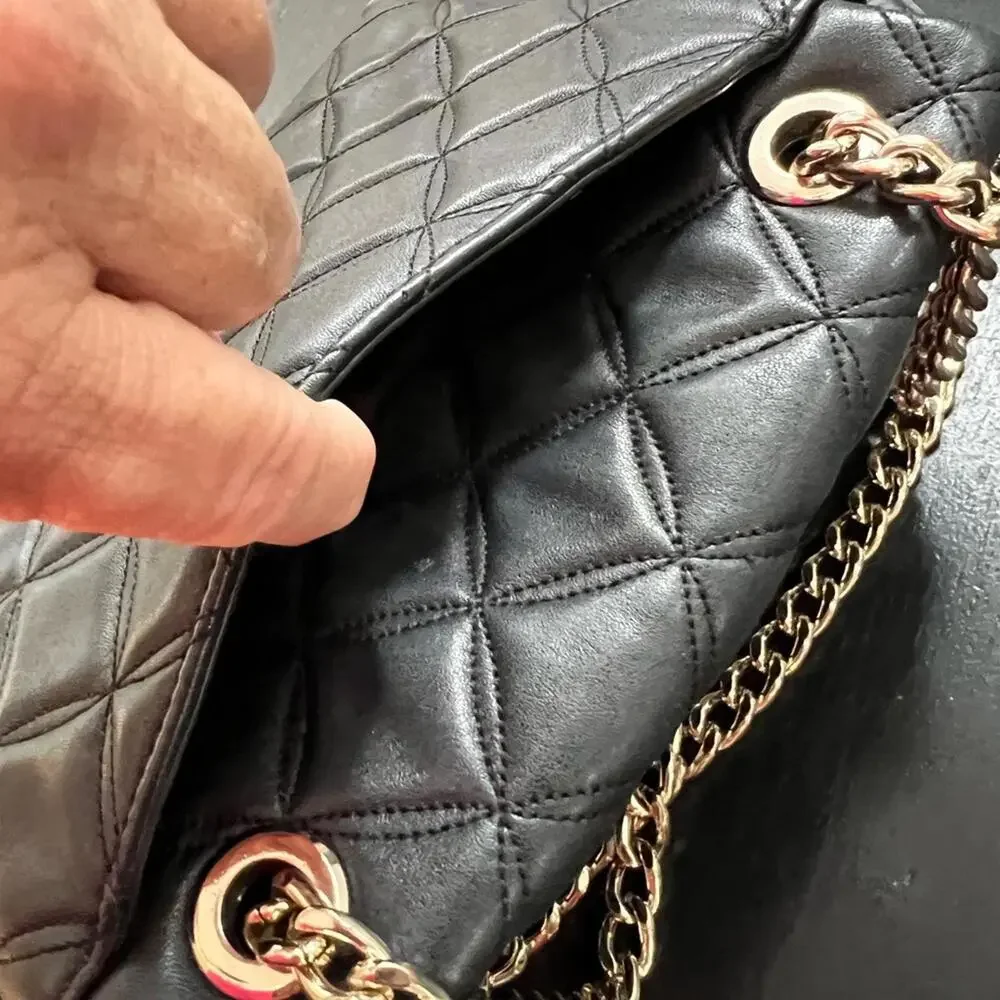 Kate Spade Black‎ Quilted Shoulder Bag with Gold Chain